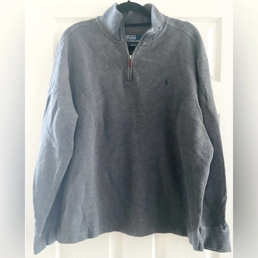 Vintage Polo Ralph Lauren Men's Size XL Full Zip Gray Sweater Long Sleeve